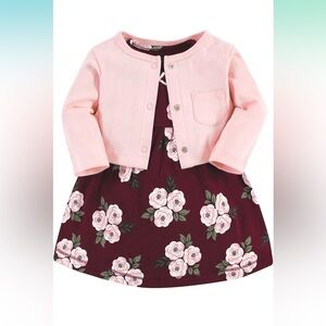 Hudson Baby Baby Girls' Cotton Dress and Cardigan Set